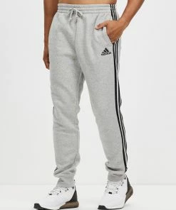 Adidas Performance Essentials Fleece Tapered Cuff 3-Stripes Pants Medium Grey Heather & Black
