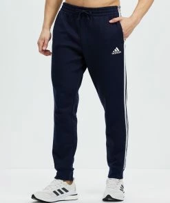 Adidas Performance Essentials Fleece Tapered Cuff 3-Stripes Pants Legend Ink & White