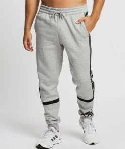 Adidas Performance Essentials Logo Colourblock Cuff Pants Medium Grey Heather