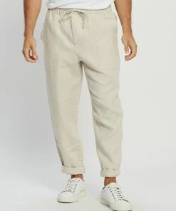 AERE Linen Pull On Pants Oatmeal
