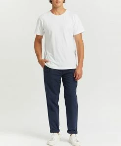 AERE Organic Cotton Pleated Chino Pants Navy