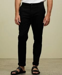 AERE Organic Slim Stretch Chinos Black