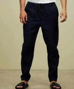 AERE Ramie Pull On Pants Navy
