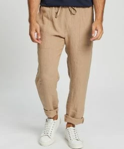AERE Linen Pull-On Pants Sand