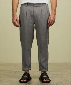 AERE Linen Pleated Pants Light Grey