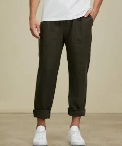 AERE Linen Pull-On Pants Khaki