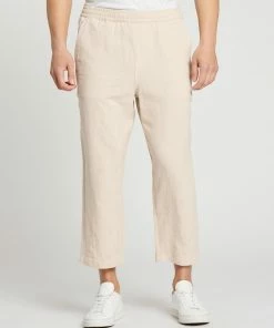 AERE Ramie Wide Cropped Pants Sand