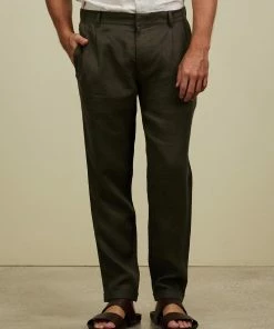AERE Linen Pleated Pants Khaki