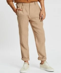 AERE Linen Pleated Pants Sand
