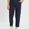 AERE Linen Pleated Pants Navy