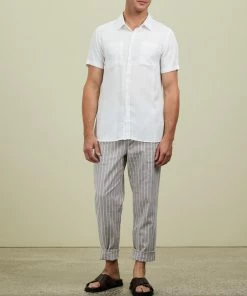 AERE Stripe Linen Pull On Pants Sand