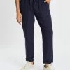 AERE Linen Pull-On Pants Navy