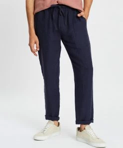 AERE Linen Pull-On Pants Navy