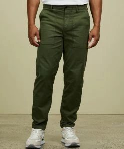 Armor Lux Brushed Canvas Carrot Trousers Khaki