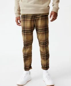 Cotton On Oxford Trousers Tan Oversized Check