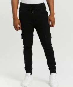 Everloom Robbie Cargo Denim Joggers Black