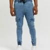Everloom Robbie Cargo Denim Joggers Vintage Blue