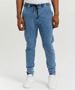 Everloom Zayne Denim Joggers Vintage Blue