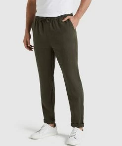 French Connection Linen Pull On Pants MOSS