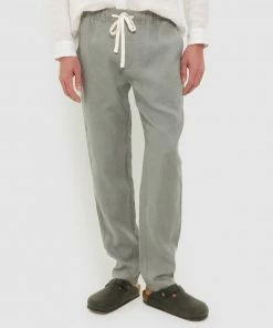 Jag Linen Pull-On Pants Green Smoke