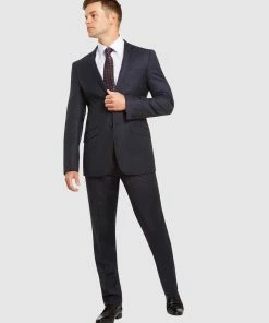 Kelly Country PGH Pure Wool Slim Fit Self Check Suit Blue
