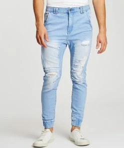 Kiss Chacey Spartan Denim Joggers Crystal Blue