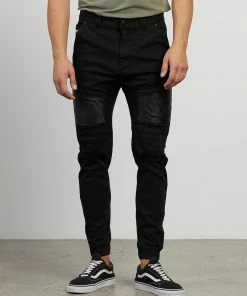 Nena & Pasadena Houston Denim Joggers Jet Black