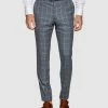 Oxford Hopkins Wool Checked Trousers Pale Blue