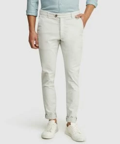Oxford Luka Stretch Organic Cotton Chinos Light Grey