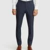 Oxford Auden Wool Stretch Check Suit Pants Navy