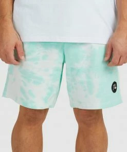 Quiksilver Mens Cloud Dye Otway 19" Sweat Shorts BLUE TINT TIE DYE