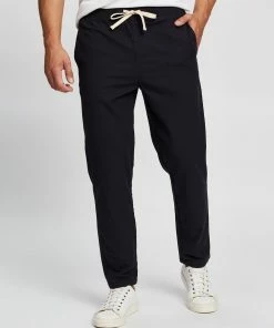 Staple Superior Seeker Linen Blend Pull On Pants Navy