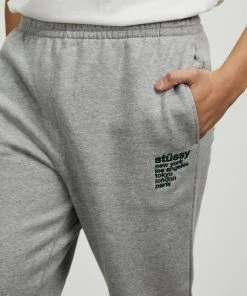Stussy THE ICONIC 10th Birthday Exclusive - Italic Cities Track Pants True Grey Marle -Men's Pants Online Shop http3A2F2Fstatic.theiconic.com .au2Fp2Fstussy 6663 2473431 5