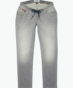 Tommy Hilfiger Adaptive Adaptive Mens Organic Cotton Denim Joggers Grey Wash