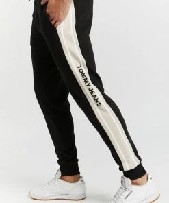 Tommy Jeans Organic Cotton Slim Fit Stripe Joggers Black & Smooth Stone -Men's Pants Online Shop http3A2F2Fstatic.theiconic.com .au2Fp2Ftommy jeans 0131 9604431 4
