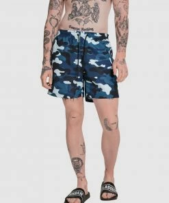 Urban Classics UC Camo Swim Shorts Blue Camo