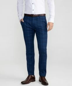 Yd. Wolfe Check Skinny Dress Pant BLUE