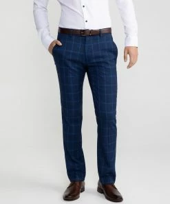 Yd. Wolfe Check Slim Dress Pant BLUE