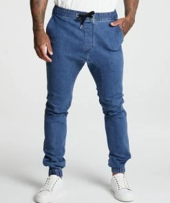 Zanerobe Sureshot Denim Joggers Stripped Indigo